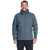 A man smiles with his hands at his sides, modeling the blue Rab Mens Xenair Alpine Light Jacket—a lightweight mountaineering jacket featuring warm Primaloft insulation—against a white background.