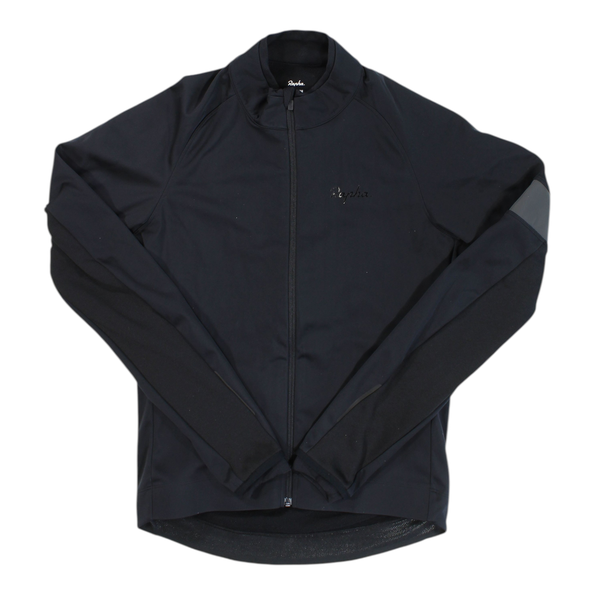 Men's full-zip winter cycling jacket, black, long sleeves, contrast side panel