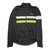 Men's long-sleeve cycling jersey, full-zip, dark gray with white stripe and neon yellow band.