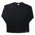 Black womens crewneck pullover sweater with long sleeves and ribbed cuffs and hem