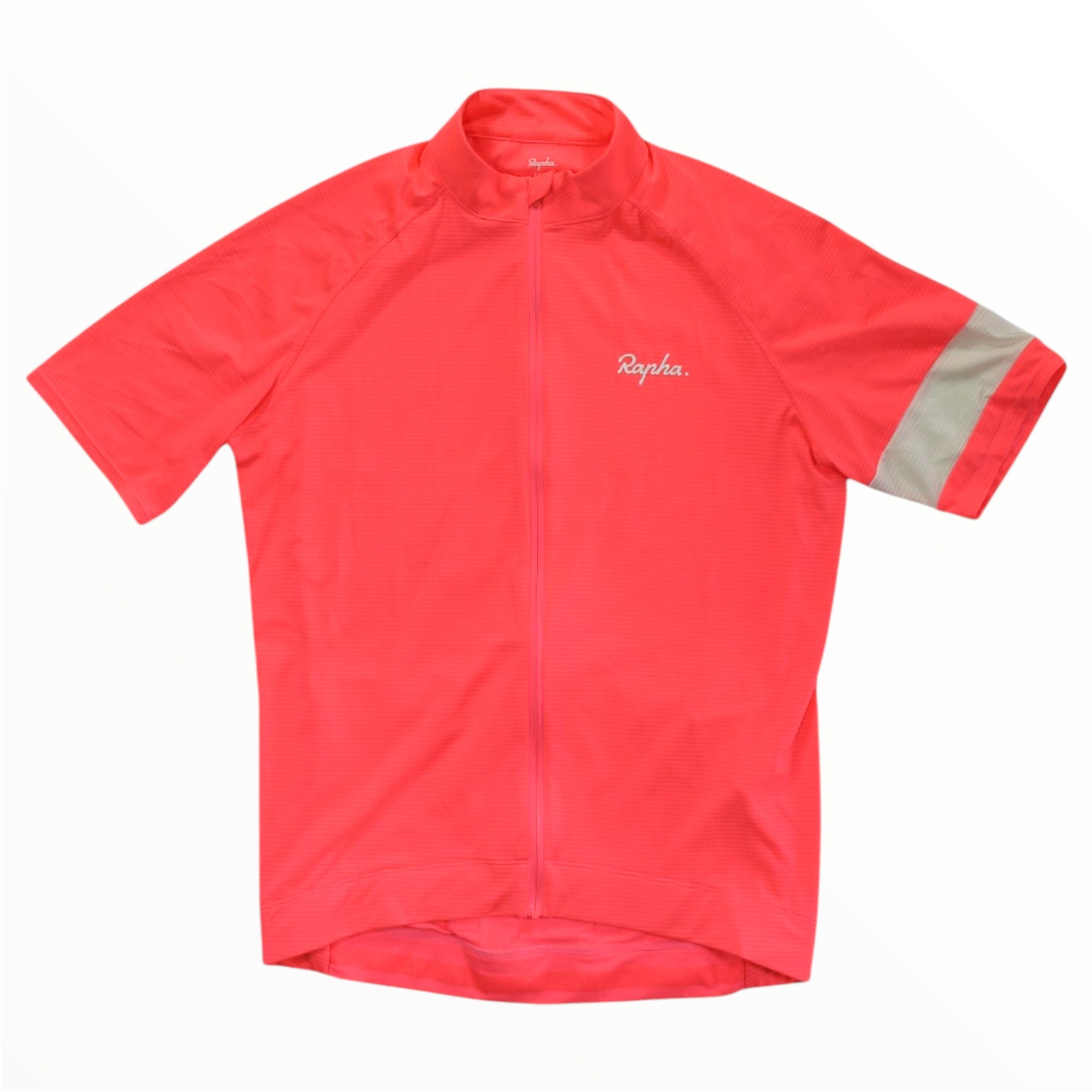 Lightweight cycling jersey, red with half-zip front and gray sleeve panels