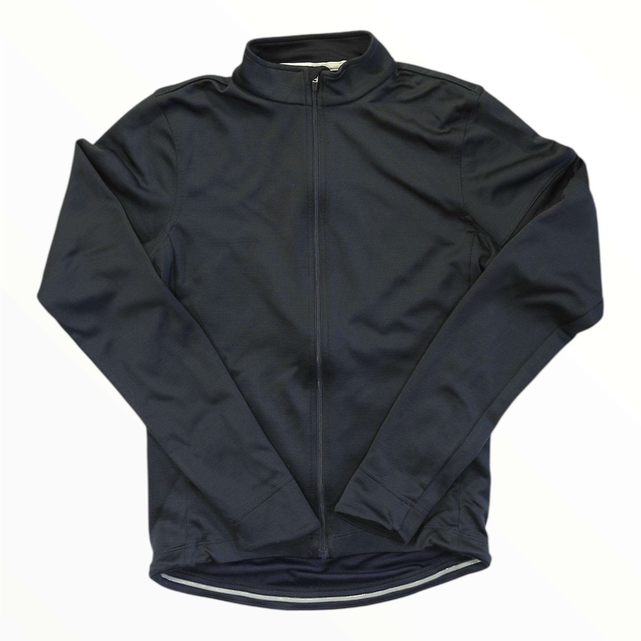 Men's long-sleeve cycling jersey, full-zip mock neck, dark navy/black