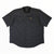 Men's short-sleeve woven tech shirt, dark button-front with chest pockets.