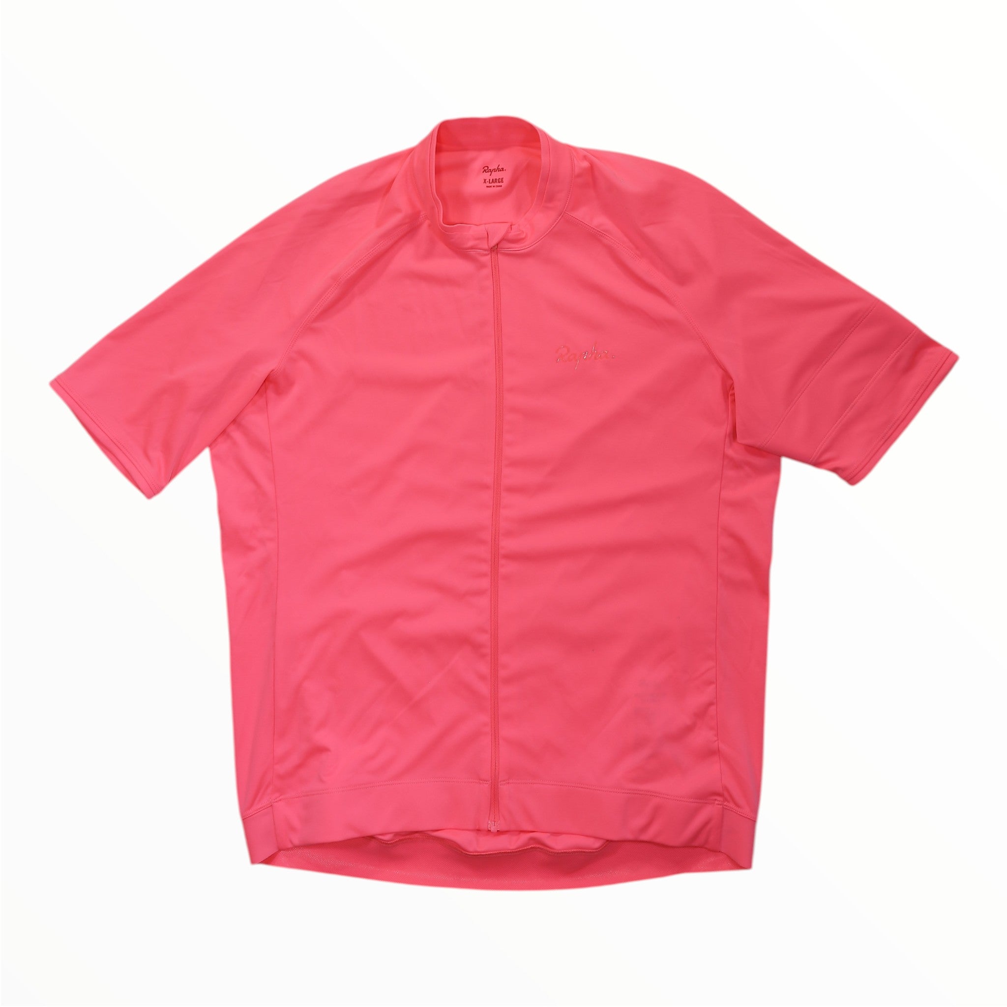 Men's cycling jersey, light pink, short sleeves, front zipper, stand collar, minimal logo