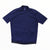 A Rapha Mens Core Jersey in navy blue with short sleeves, featuring a front zipper and a subtle chest logo, is laid flat on a white background—an essential cycling jersey from Rapha.