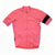 Pink cycling jersey with full front zipper, short sleeves, black contrast accent on arm.