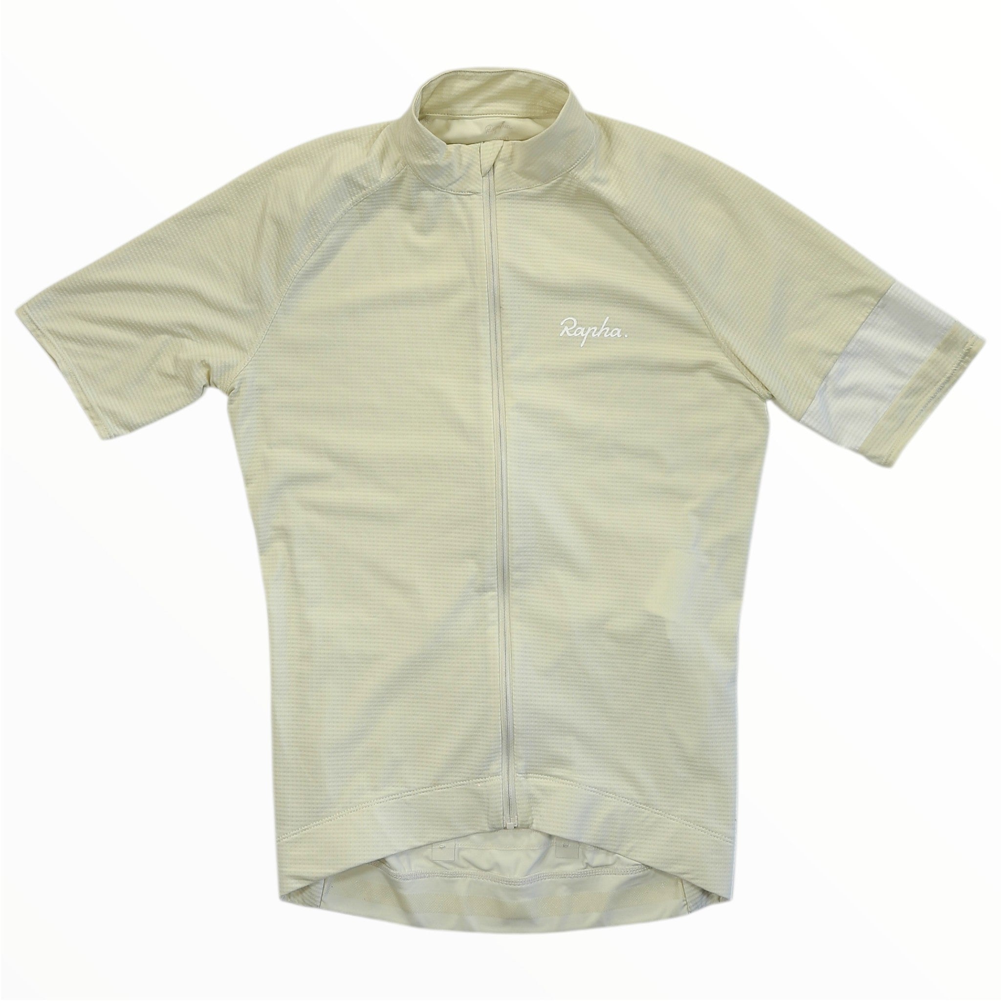 Men's lightweight cycling jersey in pale yellow, full-zip short sleeves with logo