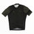 Black midweight cycling jersey with short sleeves and quarter zip, patterned sleeve panels.