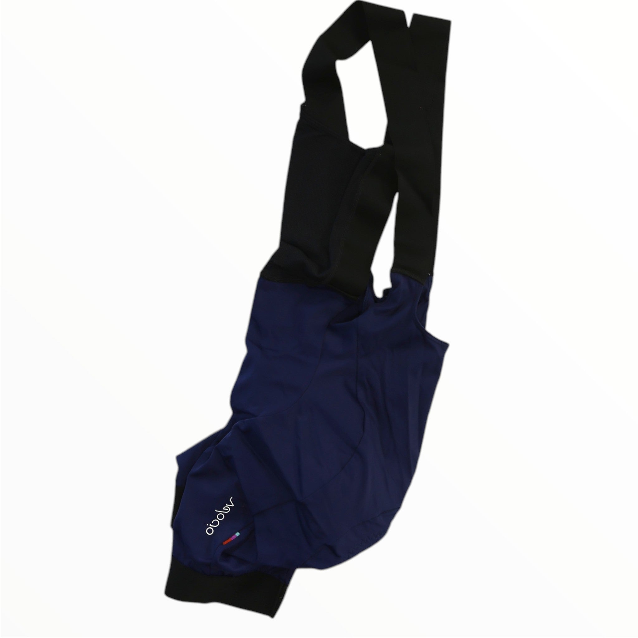 Velocio women's navy fly bib cycling shorts with open leg and bib straps