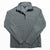 Men's grey snap pullover with button placket and stand collar