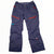 The Women's Purist Snow Pants by North Face are dark blue with red zipper pockets, button and zipper closure, belt loops, Gore-Tex branding on the lower leg, and a chimney venting system for breathability.