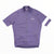 The Rapha Mens Core Jersey is a purple short-sleeve cycling jersey featuring a front zipper, a small white Rapha logo on the left chest, and a distinctive white stripe on the left sleeve. Displayed on a white background, this essential piece of men’s cycling apparel combines style and performance from the renowned brand Rapha.