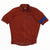 Men's Rapha flyweight cycling jersey, maroon with blue side panel, full-zip