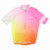 Men's Rapha flyweight cycling jersey with pink-to-orange grid color blocks and full zip