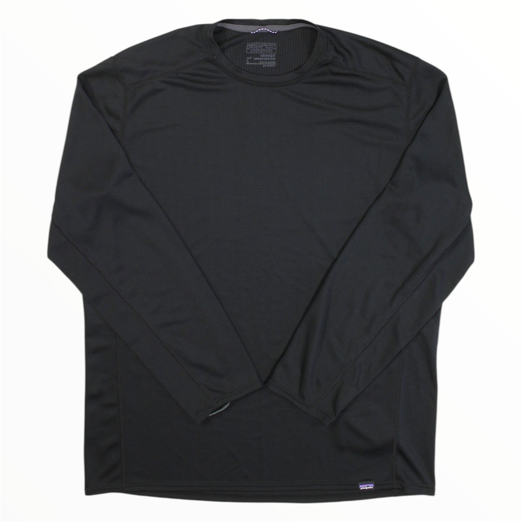 Men's Capilene midweight crew shirt, black long-sleeve with crew neck