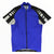 Short-sleeve cycling jersey in royal blue with black side panels, full-length zipper