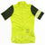 Neon yellow womens cycling training jersey with dark green panels, full-zip short sleeves.