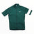 A Rapha Mens Core Jersey—short-sleeve and dark green—features a full front zipper, a white Rapha logo on the chest, and a white band around the upper left sleeve. This essential men’s cycling apparel by Rapha is shown laid flat on a white background.