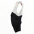 Men's cycling bib shorts, white upper and black lower; small multicolor stripe on strap.