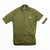 The Rapha Mens Core Jersey in olive green features short sleeves, a front zipper, a white Rapha logo on the left chest, and a distinctive white stripe on the left sleeve. Laid flat against a white background, this essential men’s cycling jersey from Rapha combines style and performance for every ride.