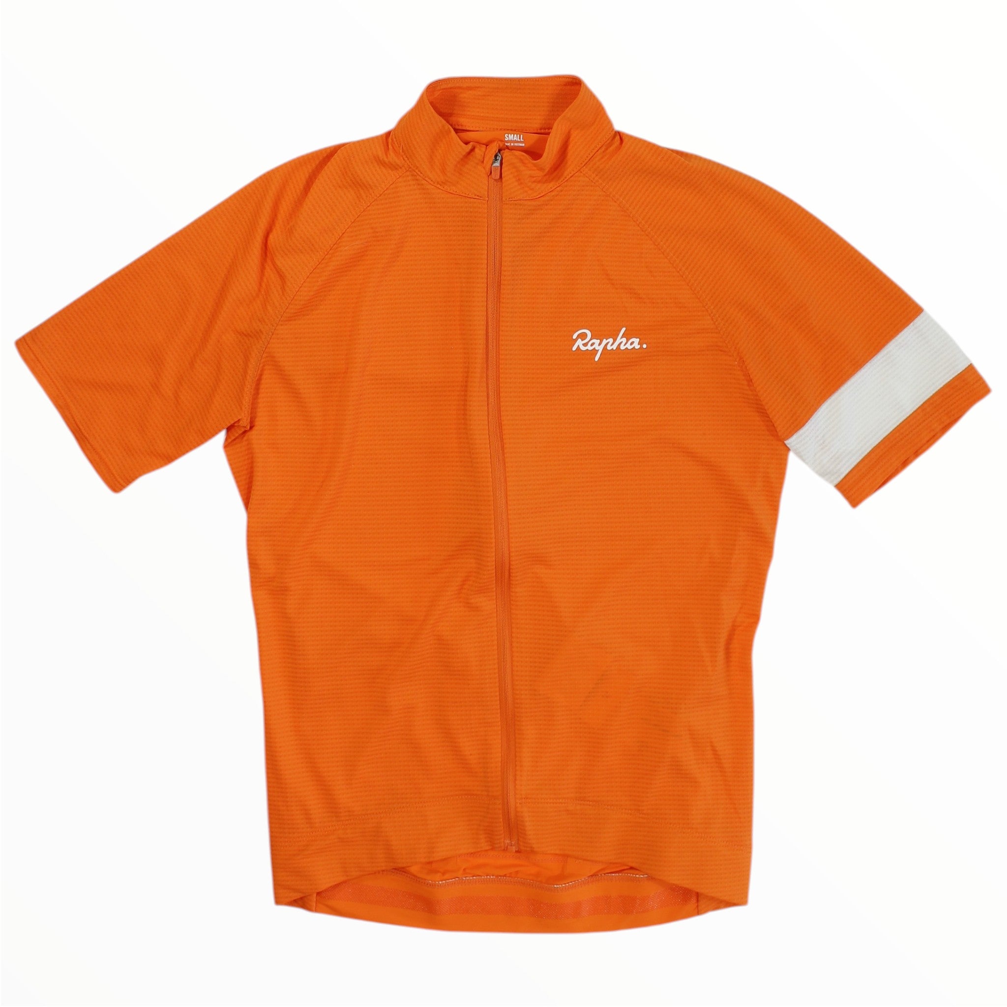 Men's lightweight cycling jersey in orange, full-zip short sleeves with logo