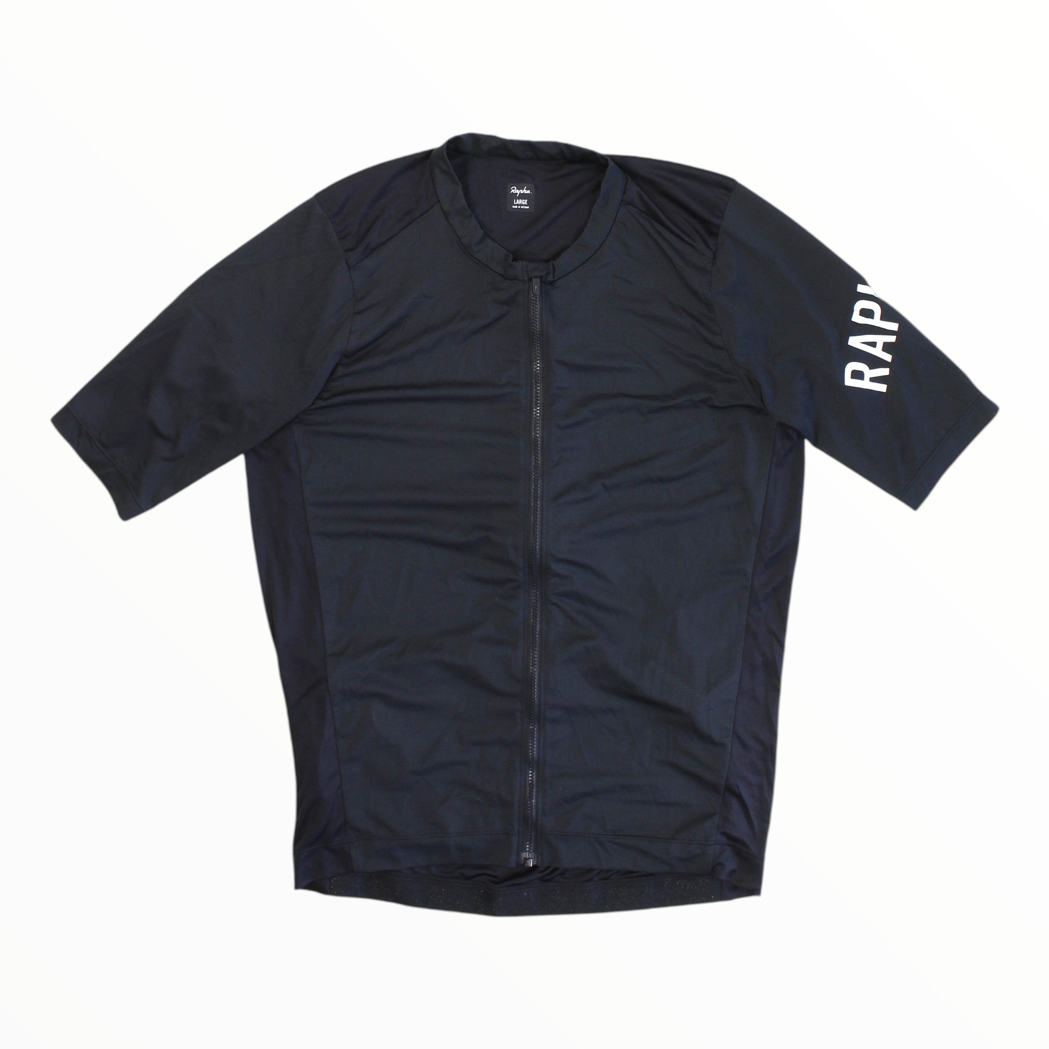 Men's cycling jersey, short sleeve, full-zip dark navy with contrast sleeve panel