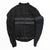 Men's insulated cycling jacket, black with gray horizontal stripe across chest