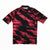 Men's cycling jersey, black with red geometric pattern, short sleeves, front zipper, Rapha