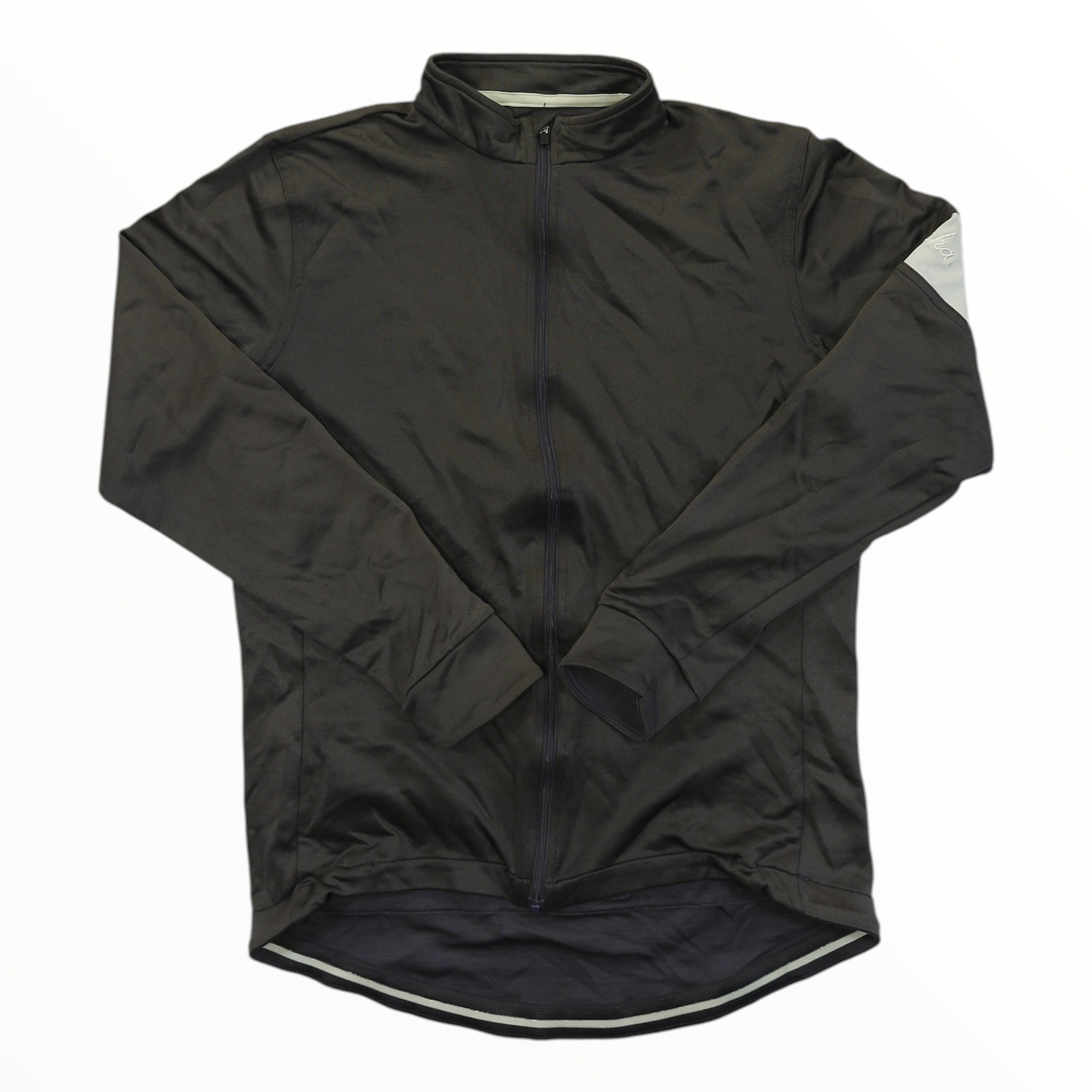 Men's long-sleeve cycling jersey, full-zip mock neck, dark charcoal