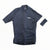 A Rapha Mens Core Jersey in navy is displayed flat on a white background. This short-sleeved cycling jersey features a white Rapha logo on the chest and a distinctive white stripe around the left sleeve, blending essential style and performance for every ride.