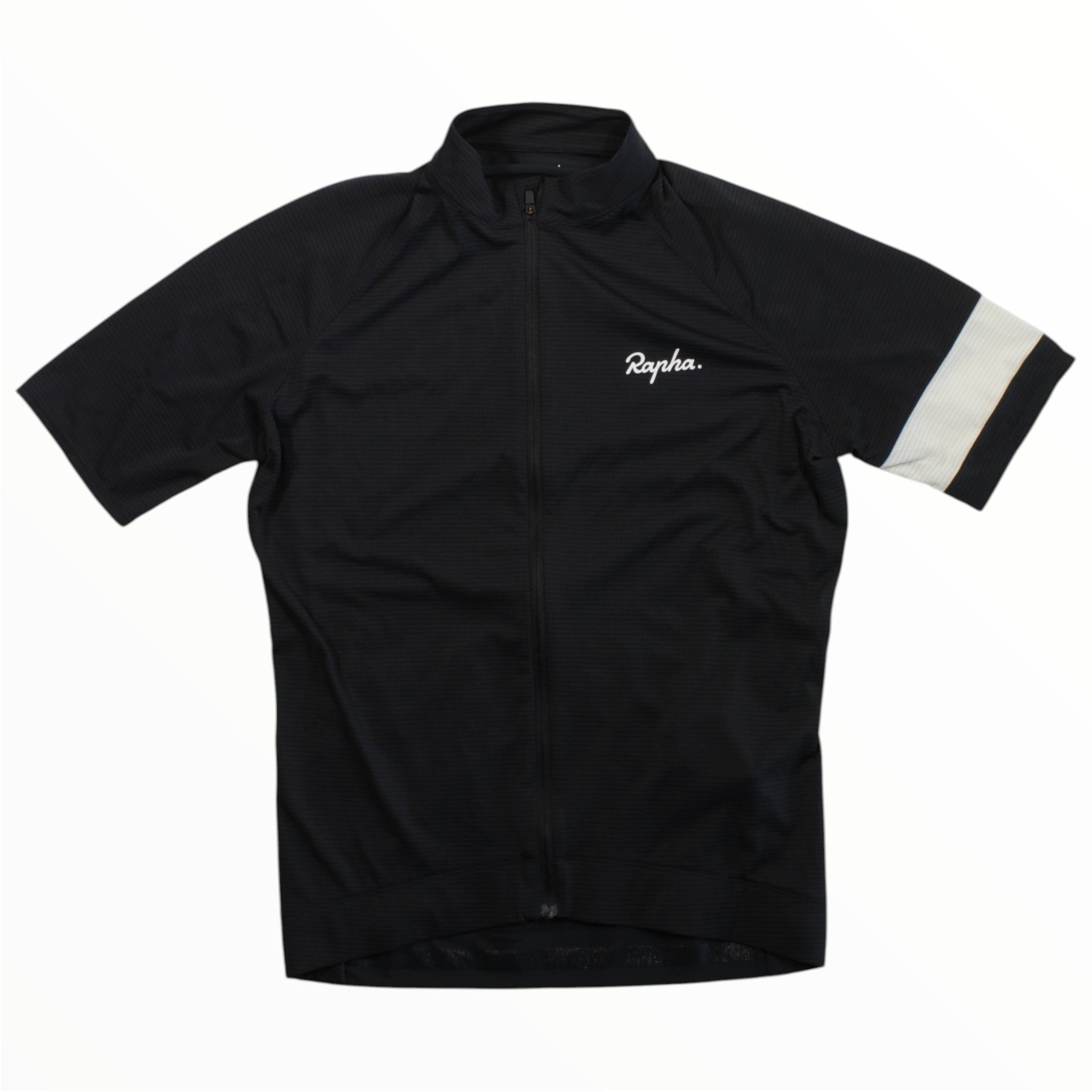 Men's lightweight cycling jersey in black, full-zip short sleeves with logo