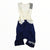 Rapha men’s bib shorts in cream and navy with striped bib cuff and “Rapha” leg branding