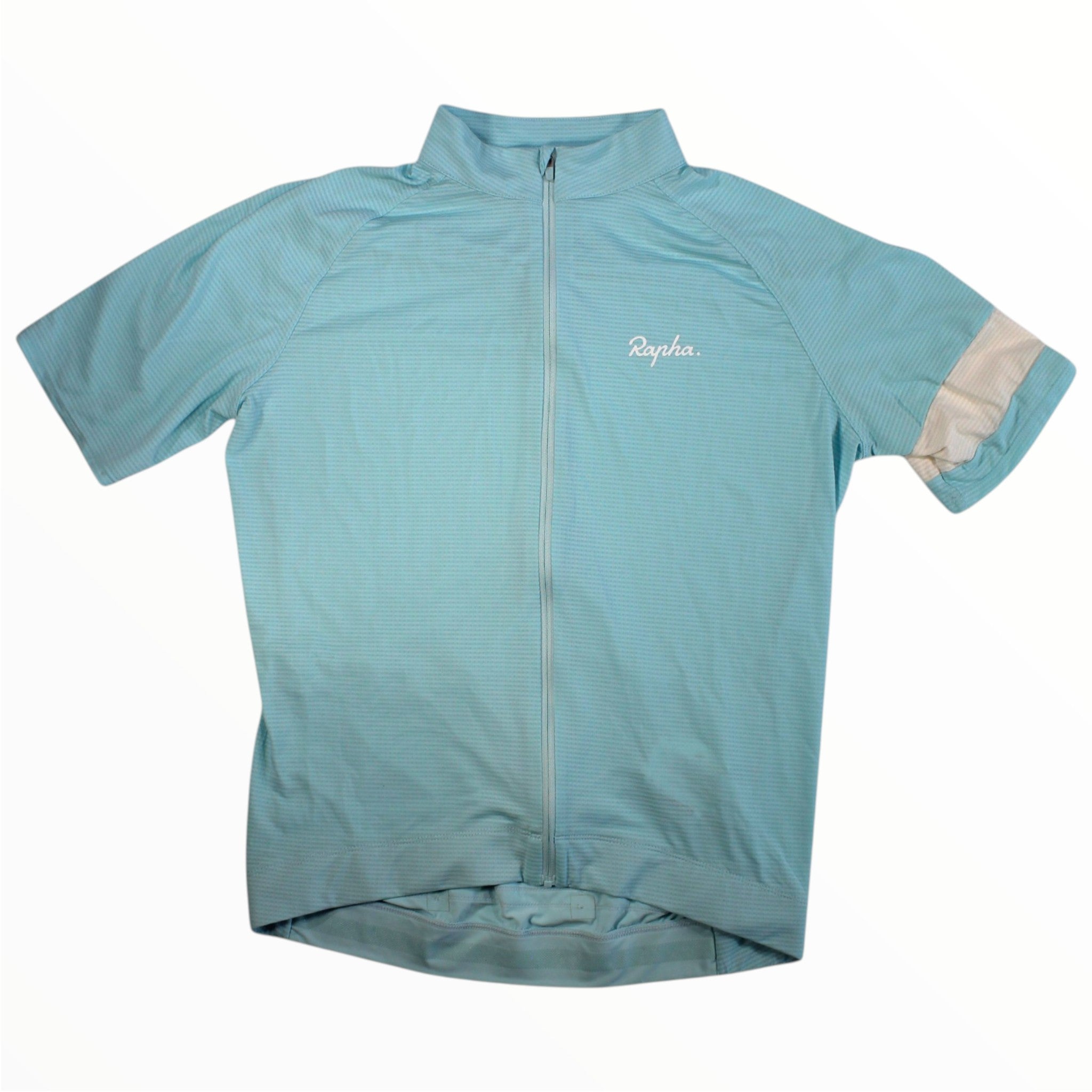 Men's lightweight cycling jersey in teal, full-zip short sleeves with logo
