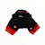 A pair of CASTELLI WOMENS ROSSO CORSA CYCLING SHORTS WITH PAD in black and red is laid flat on a white background, showing the logo on the leg bands—perfect for road cycling.