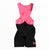 Men's Rapha bib shorts, pink top with black lower panel and bold Rapha lettering.