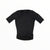 The Black Sheep Cycling Men's Team SS Jersey, shown in black with short sleeves and a front zipper on a white background, offers moisture-wicking fabric, a high collar, and a fitted design for comfort and cycling performance.