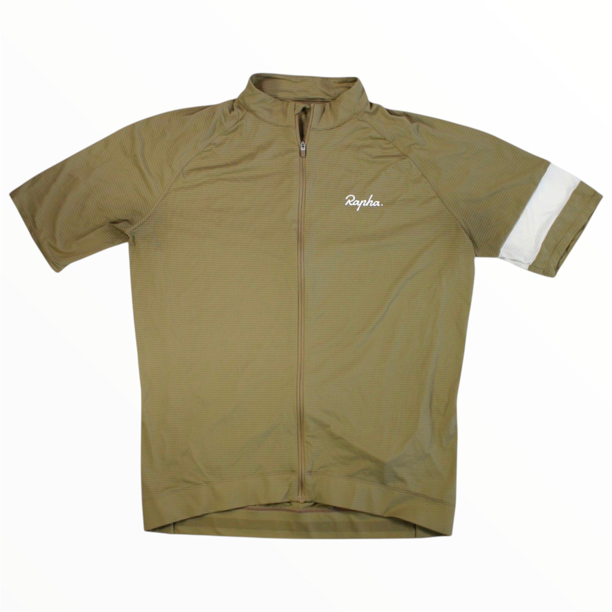Men's lightweight cycling jersey in olive green, full-zip short sleeves with logo