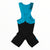 Men's Rapha bib shorts, teal upper with black legs and blue striped bib accents.