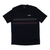 Dark technical T-shirt with crew neck, horizontal stripe graphic, and Rapha logo at chest