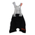 Cycling bib shorts, black legs with white bib top and orange RAPHA logos