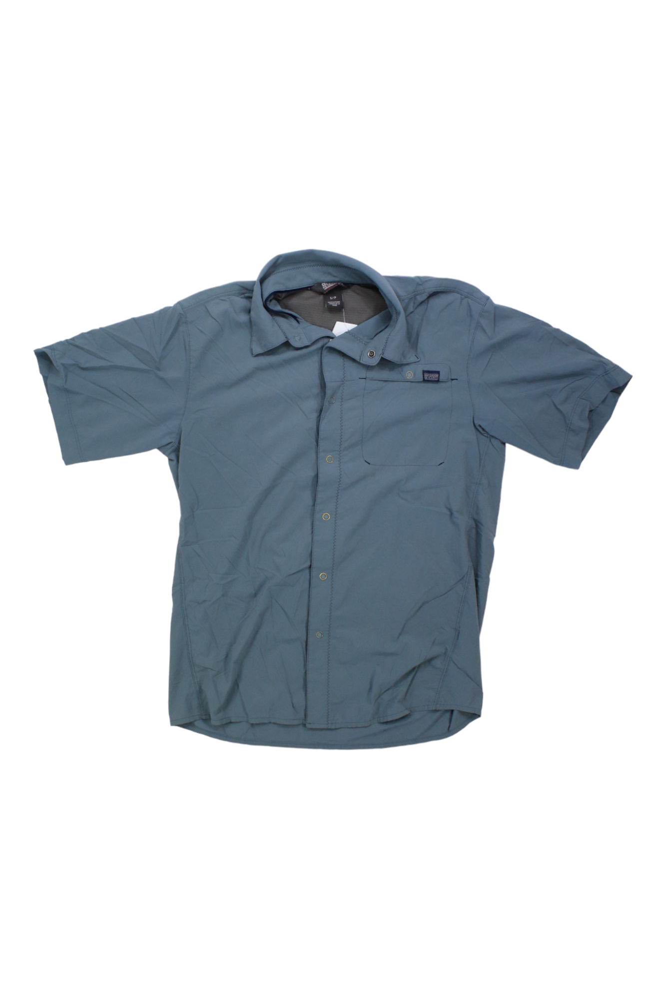 Astroman short-sleeve shirt in grey-blue, button-front with chest pocket