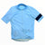Men's Rapha flyweight cycling jersey in light blue with short sleeves and full zip front