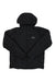 Mountain Hardwear men's stretchdown hooded puffer jacket, black, center zipper and logo patch