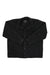 The Filson Mens Mackinaw Cruiser Jacket in dark gray, made from premium wool, features a button-up front, collar, and two chest pockets. It is laid flat on a white background with the brand label visible inside.