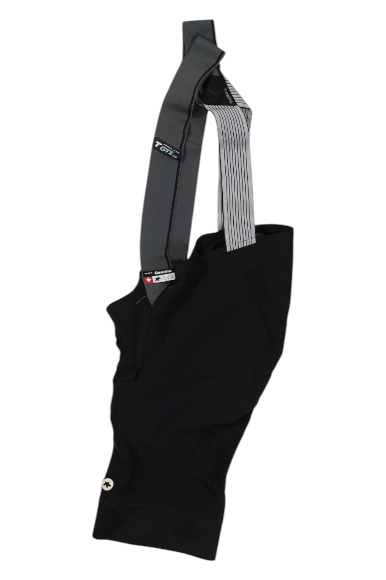 Assos Mille GTS C2 bib short, black, with shoulder straps and gripper leg cuffs