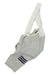 The MAAP Mens Team Evo Bib Shorts is a gray cycling bib with white straps, ribbed white fabric at the top, four dark blue diagonal stripes on one leg, and a 3D Thermo Moulded chamois for comfort, laid flat on a white background.