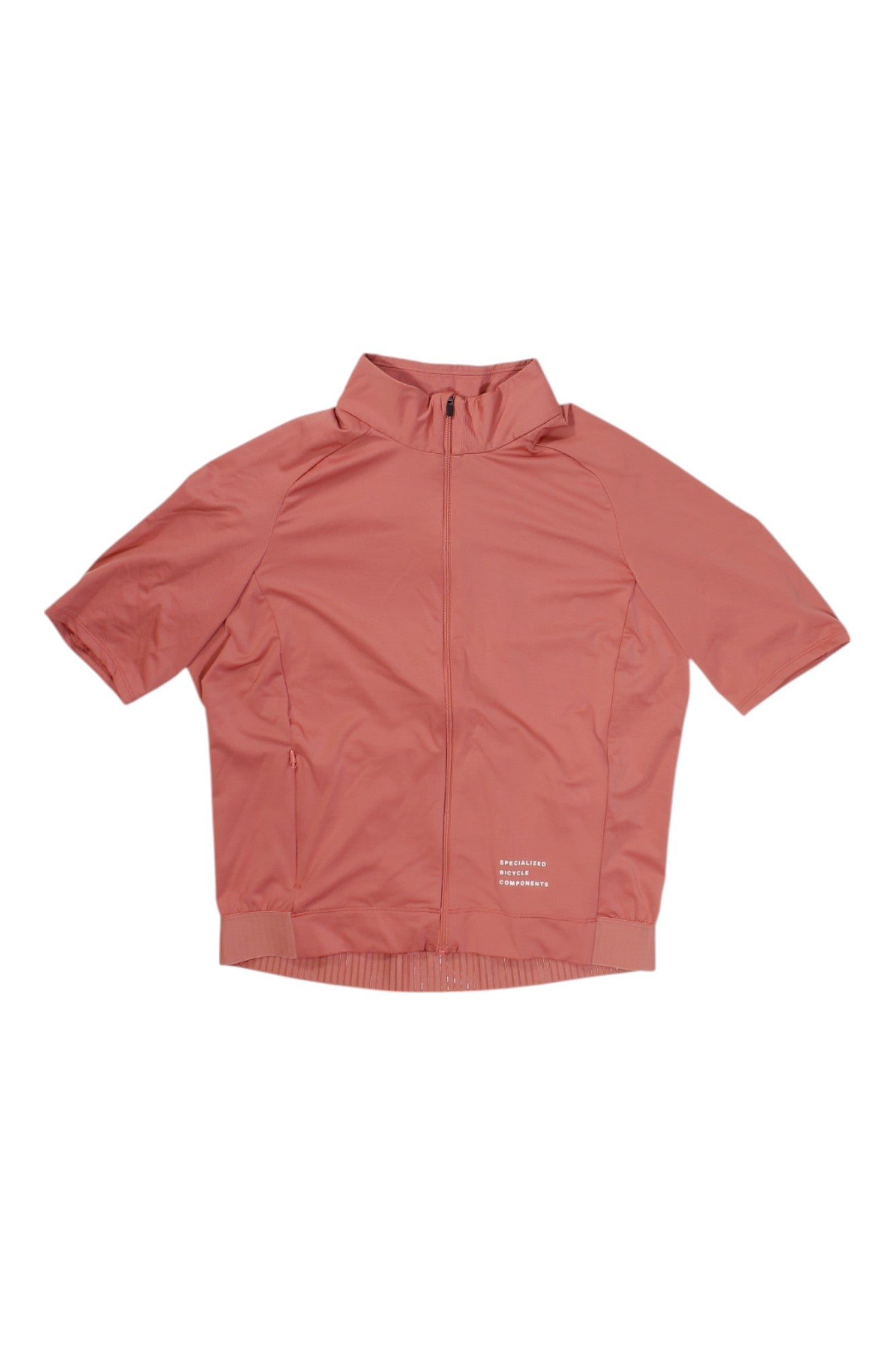 Men's short-sleeve jersey with full front zipper, rust red
