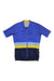The VELOCIO MENS TRICOLOR SE JERSEY is a lightweight, breathable, short-sleeved cycling top with moisture-wicking fabric, front zipper, blue/yellow/light blue/navy horizontal stripes, and a yellow collar lining.