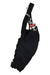 The ASSOS MENS T.CENTO EVO BIB SHORTS are black cycling bib shorts with black straps, a white geometric pattern, a red and white T.E.A.M. logo near the waist, and a premium chamois for comfort, displayed on a white background.
