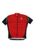 The Castelli Mens Entrata 3 Jersey in red and black is a moisture-wicking cycling top with a full front zipper, Castelli logos on the sleeves, and a white scorpion logo on the chest.